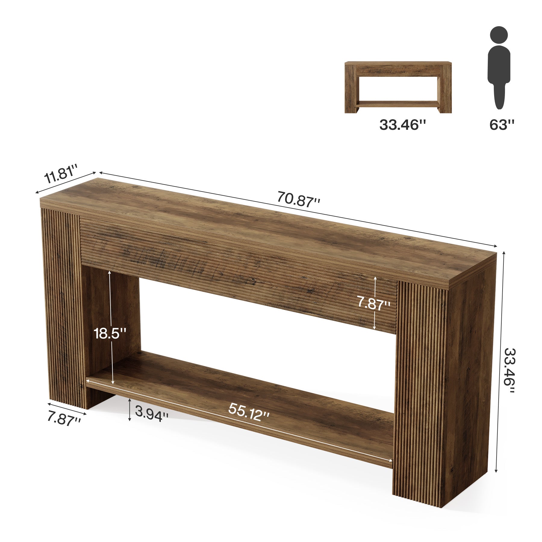 70.9" Console Tables, Farmhouse Sofa Table Hallway Table with Sturdy Legs
