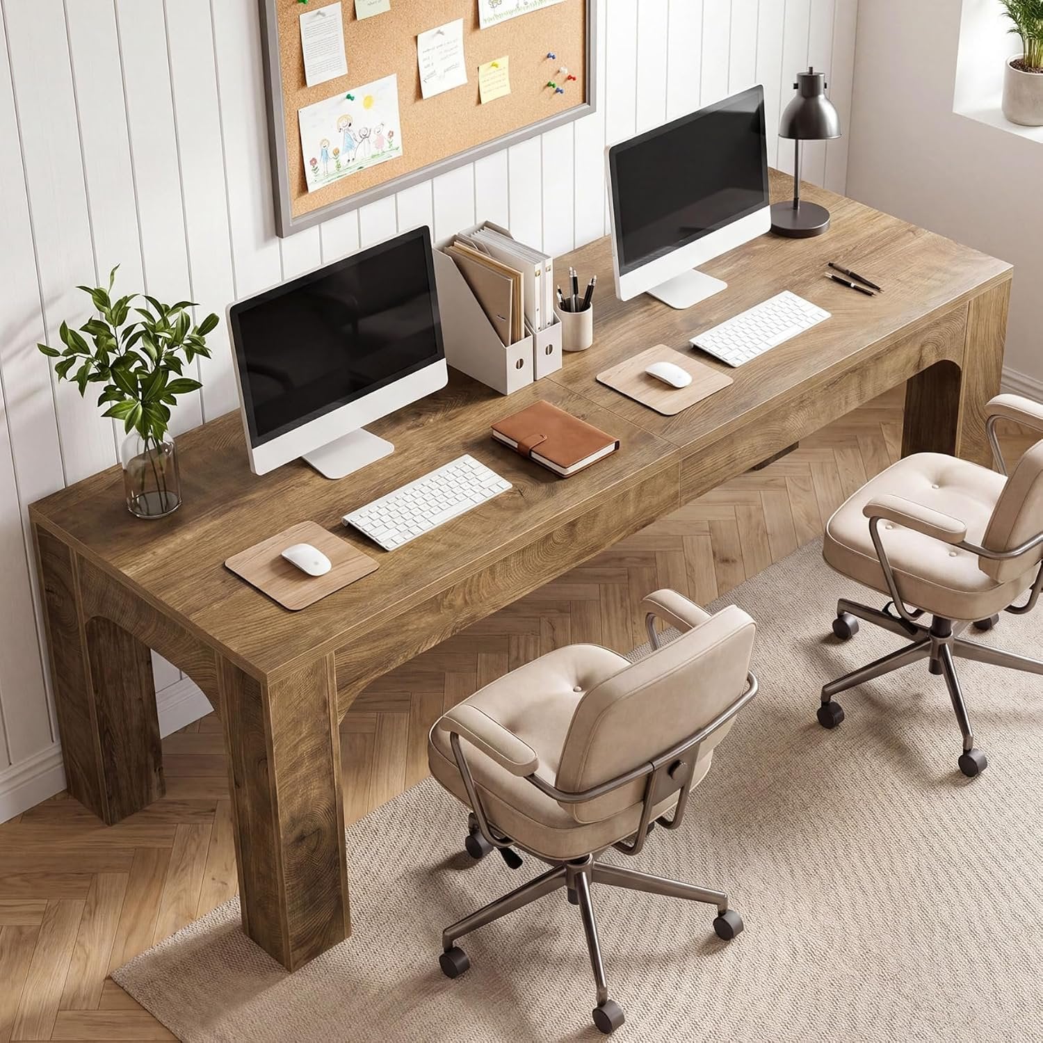 70.9" Extra Long Two Person Desk, Computer Desk Large Writing Desk for Home Office
