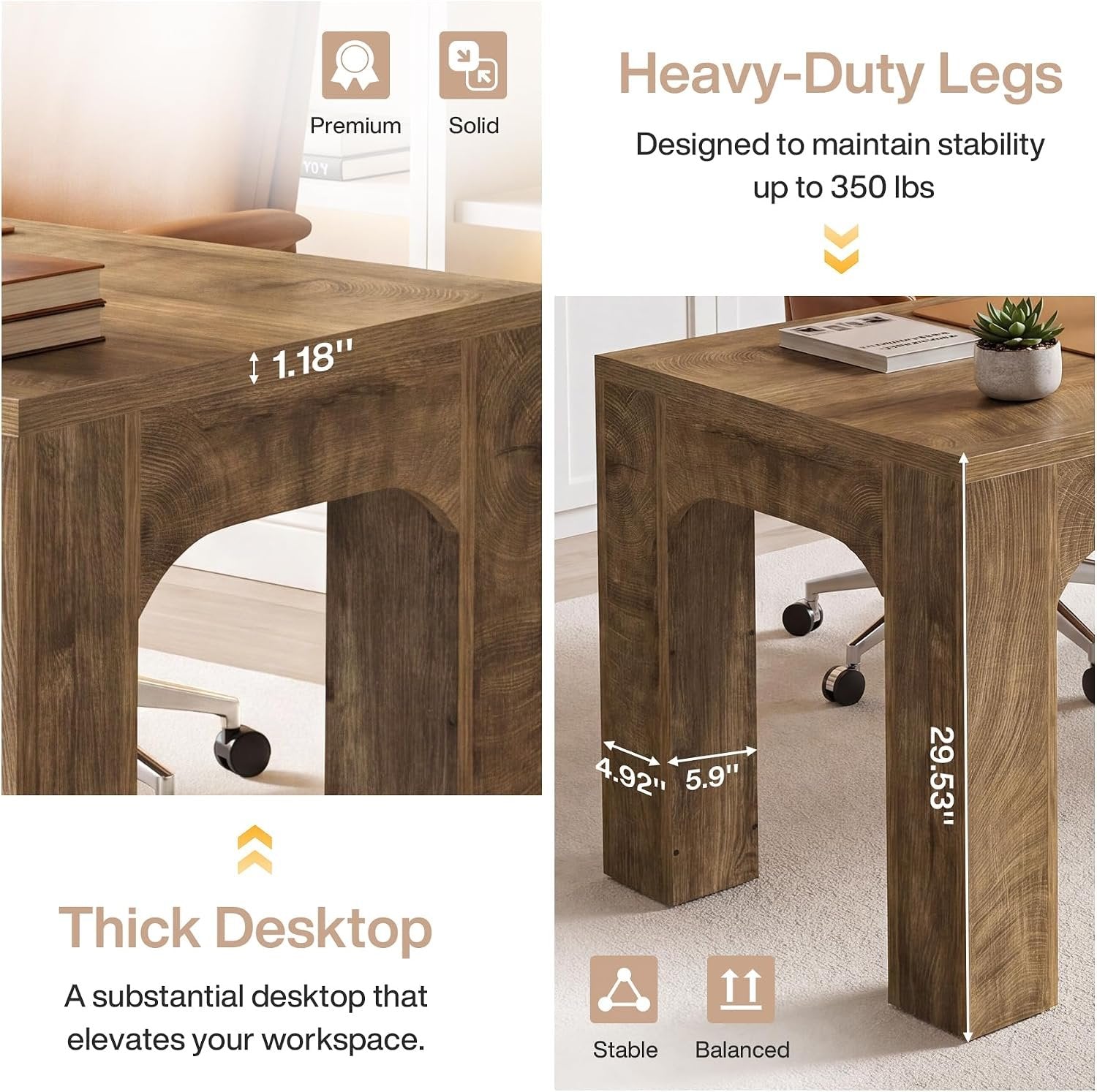 70.9" Extra Long Two Person Desk, Computer Desk Large Writing Desk for Home Office