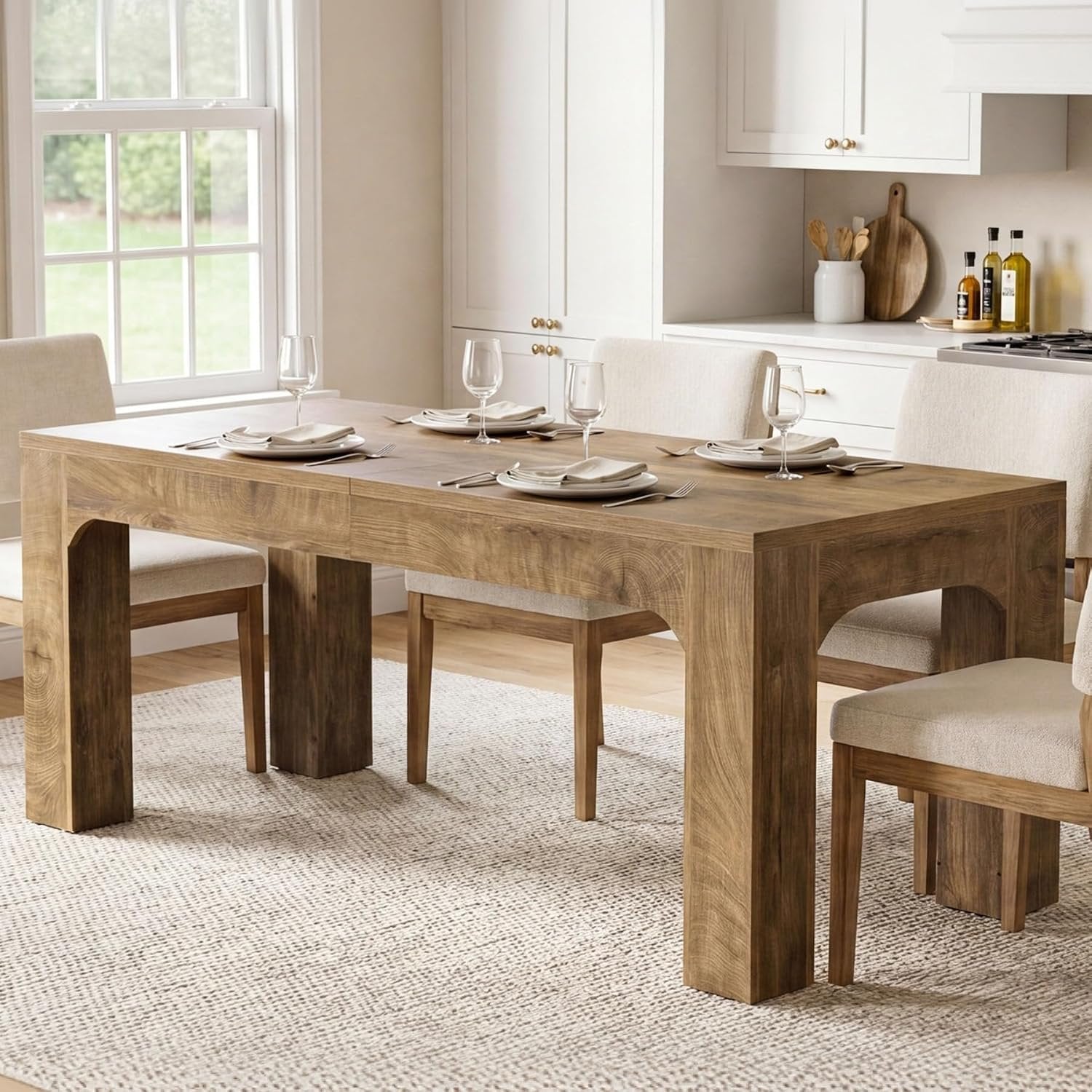 70.9" Farmhouse Dining Table,  Rectangular Kitchen Table with Heavy Duty Legs