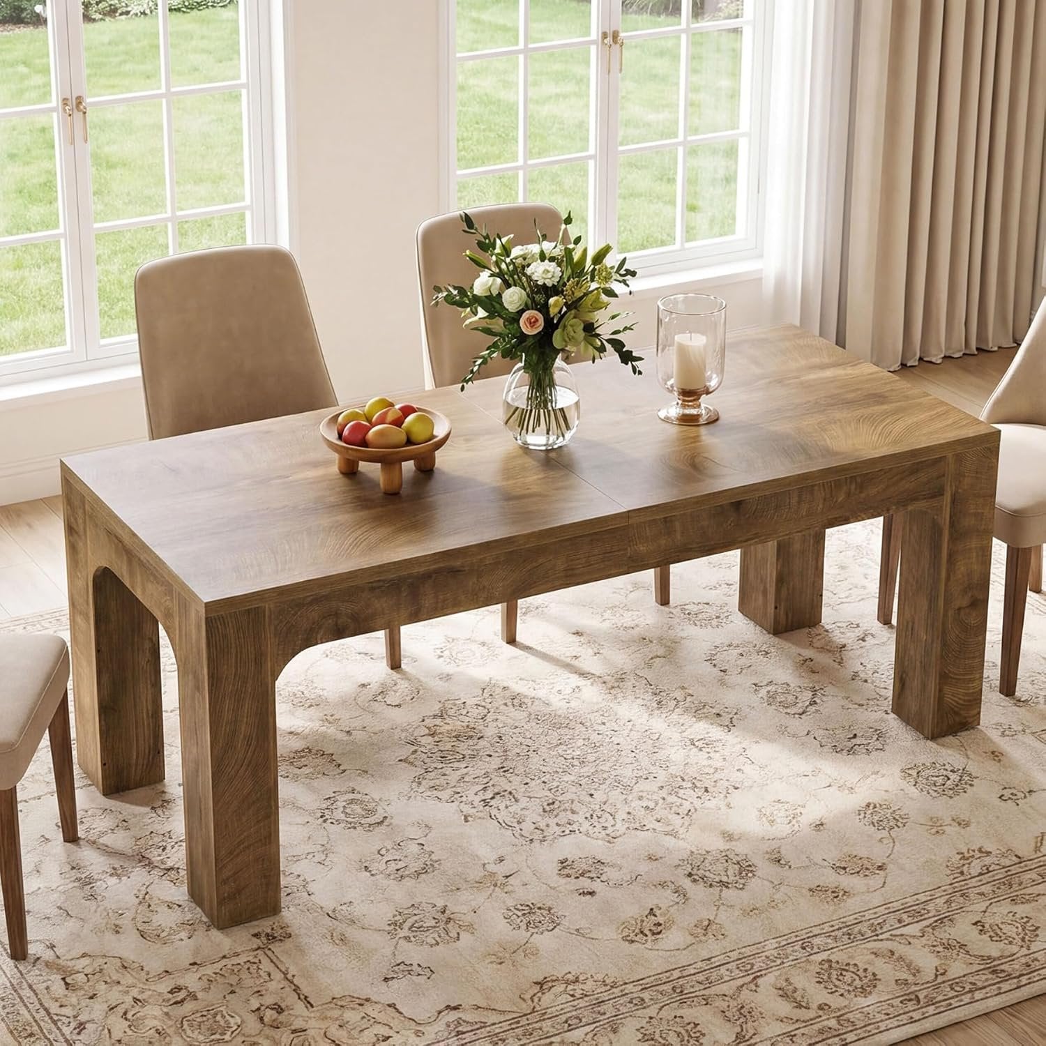 70.9" Farmhouse Dining Table,  Rectangular Kitchen Table with Heavy Duty Legs