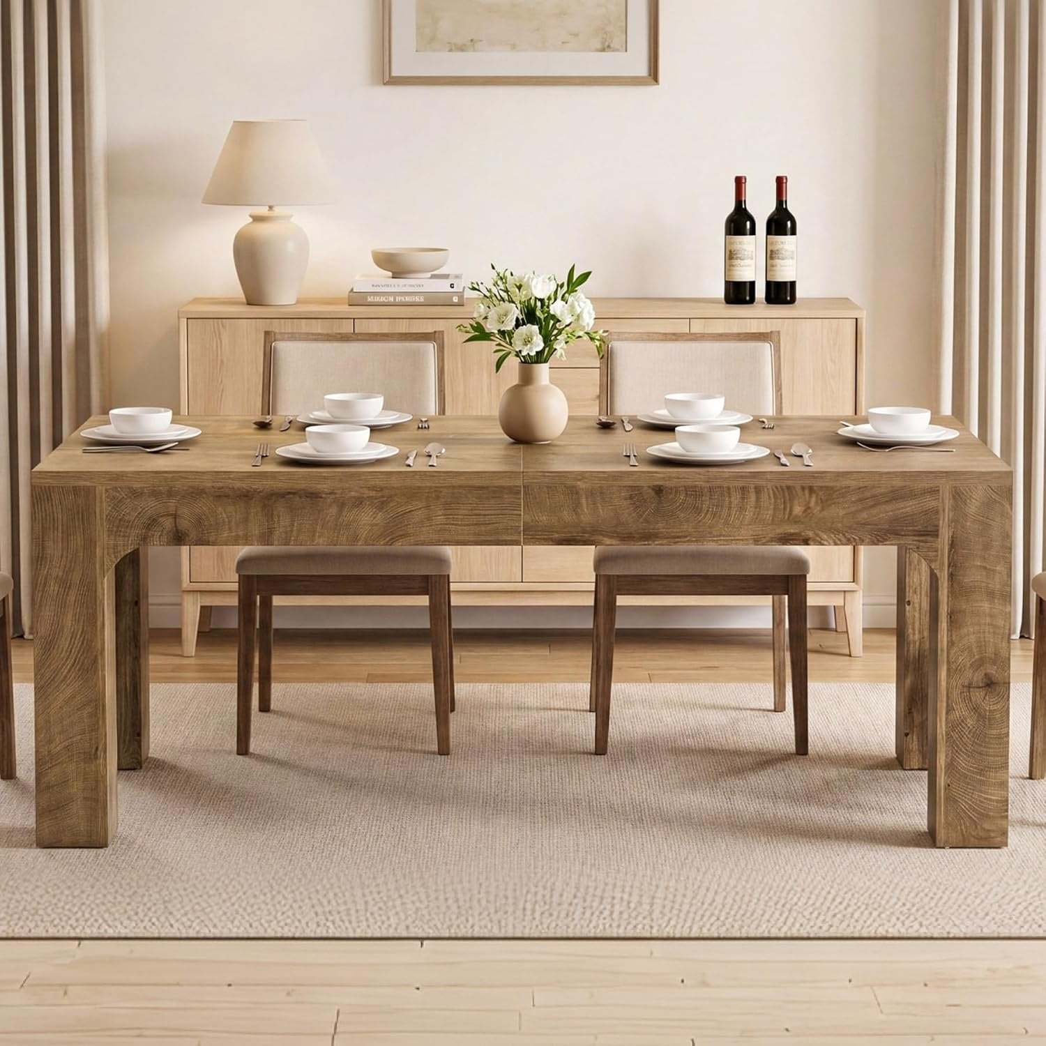 70.9" Farmhouse Dining Table,  Rectangular Kitchen Table with Heavy Duty Legs
