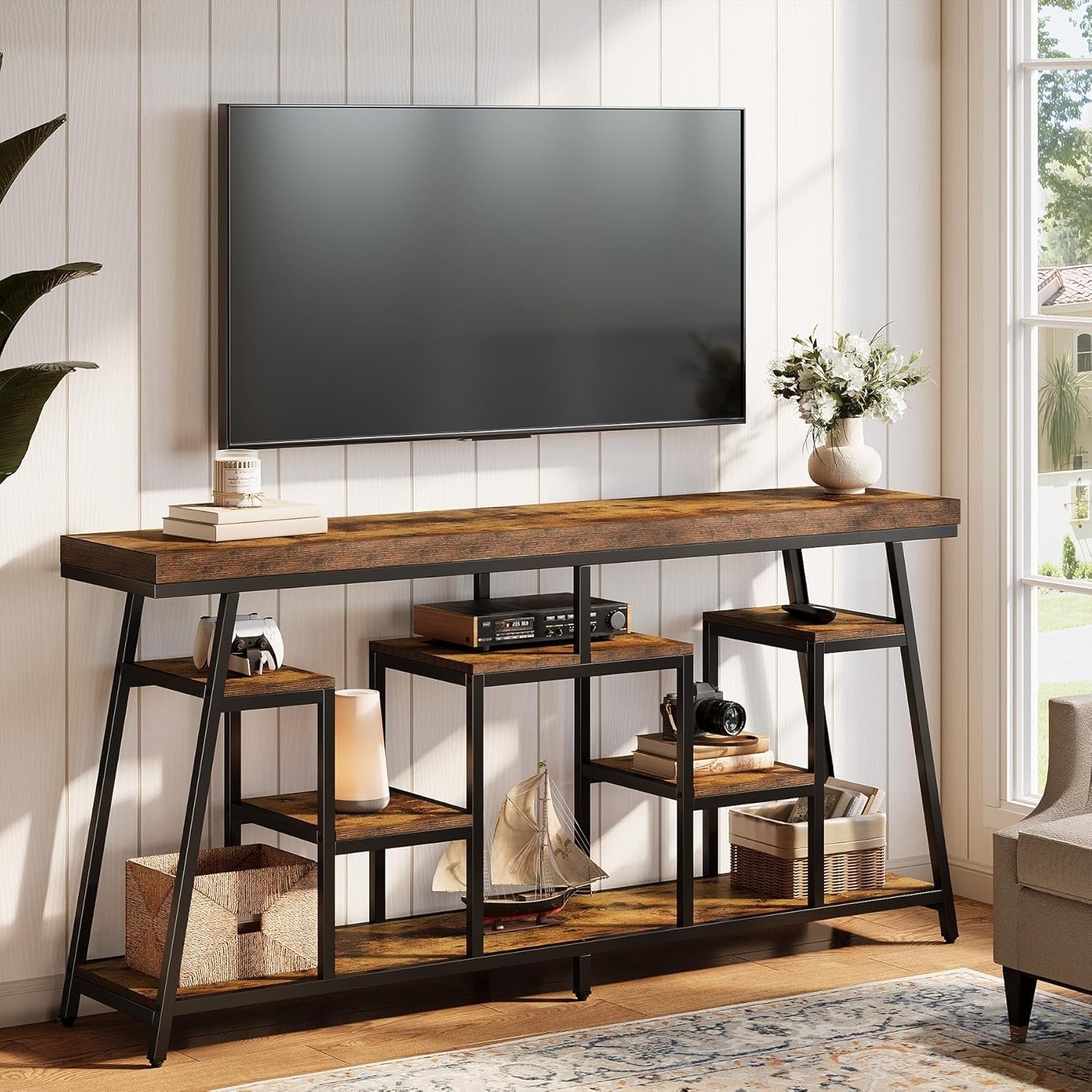 70.9" TV Stand, Media Console Entertainment Center with Storage Shelves