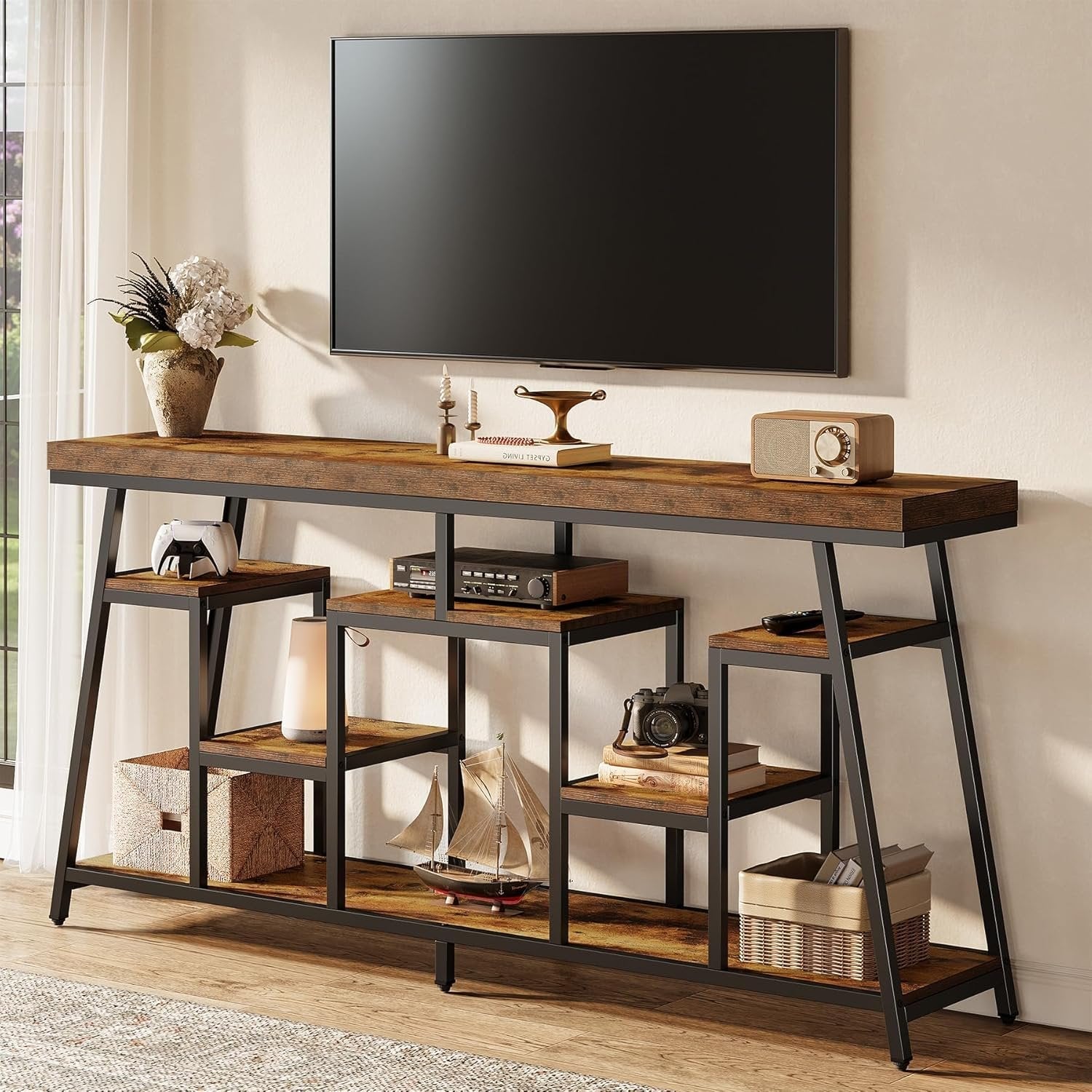 70.9" TV Stand, Media Console Entertainment Center with Storage Shelves