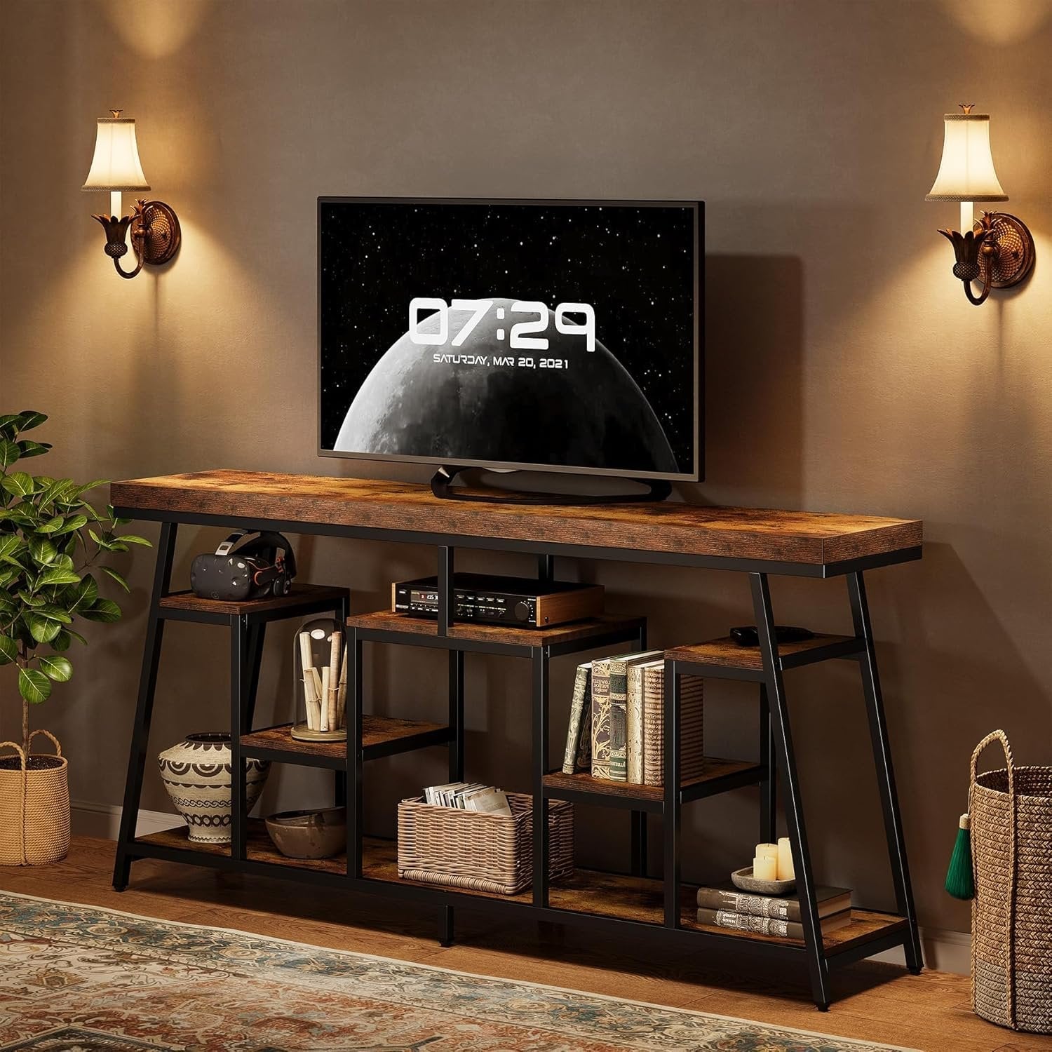 70.9" TV Stand, Media Console Entertainment Center with Storage Shelves