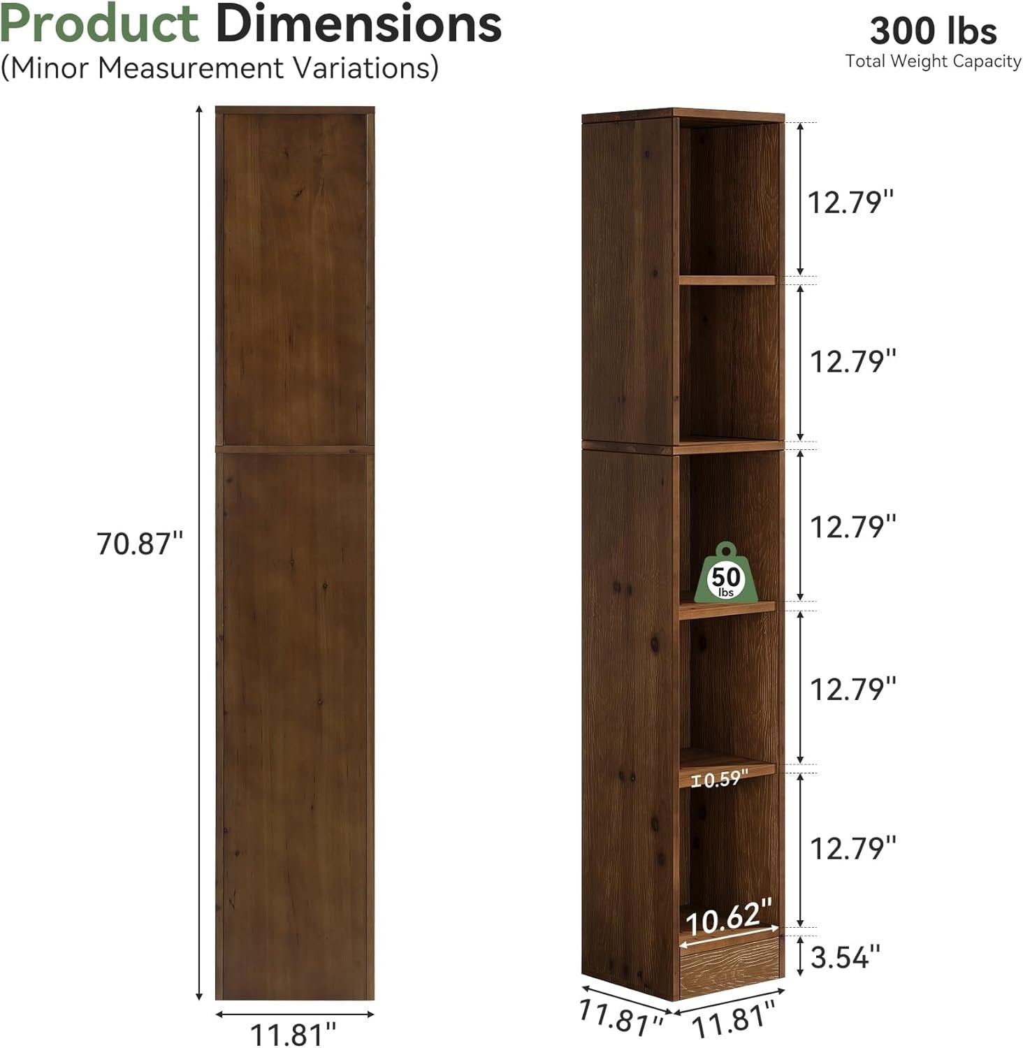 70.9" Tall Bookshelf, 5-Tier Wood Corner Bookcase Display Shelves for Home Office