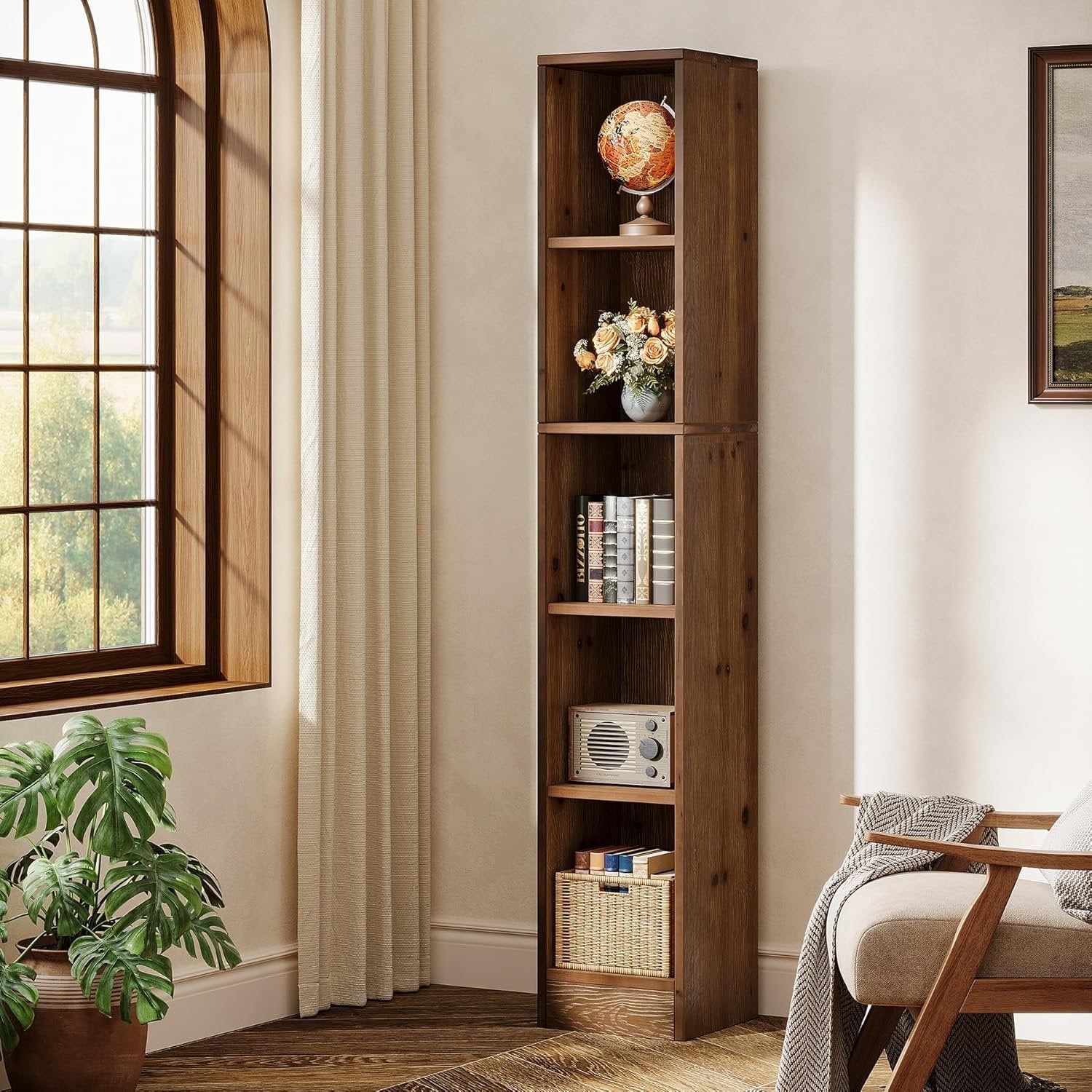 Wood Corner Bookcase 5-Tier Bookshelf - Thumbnail 3