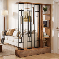 70.9" Wall Room Divider, Freestanding Wall Partition#Color_Brown