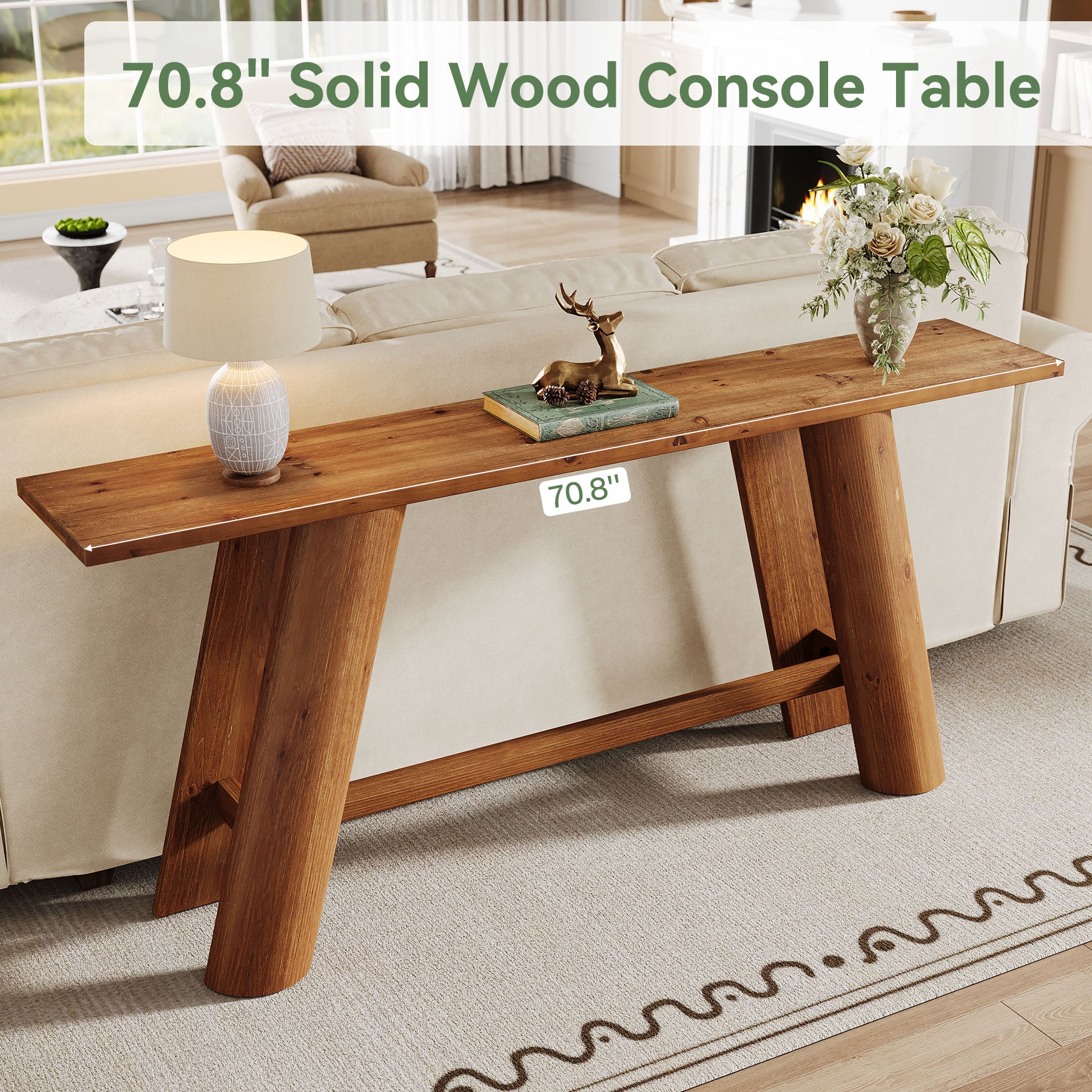 70.9" Wood Console Table, Narrow Sofa Table Behind Couch Entryway Furniture