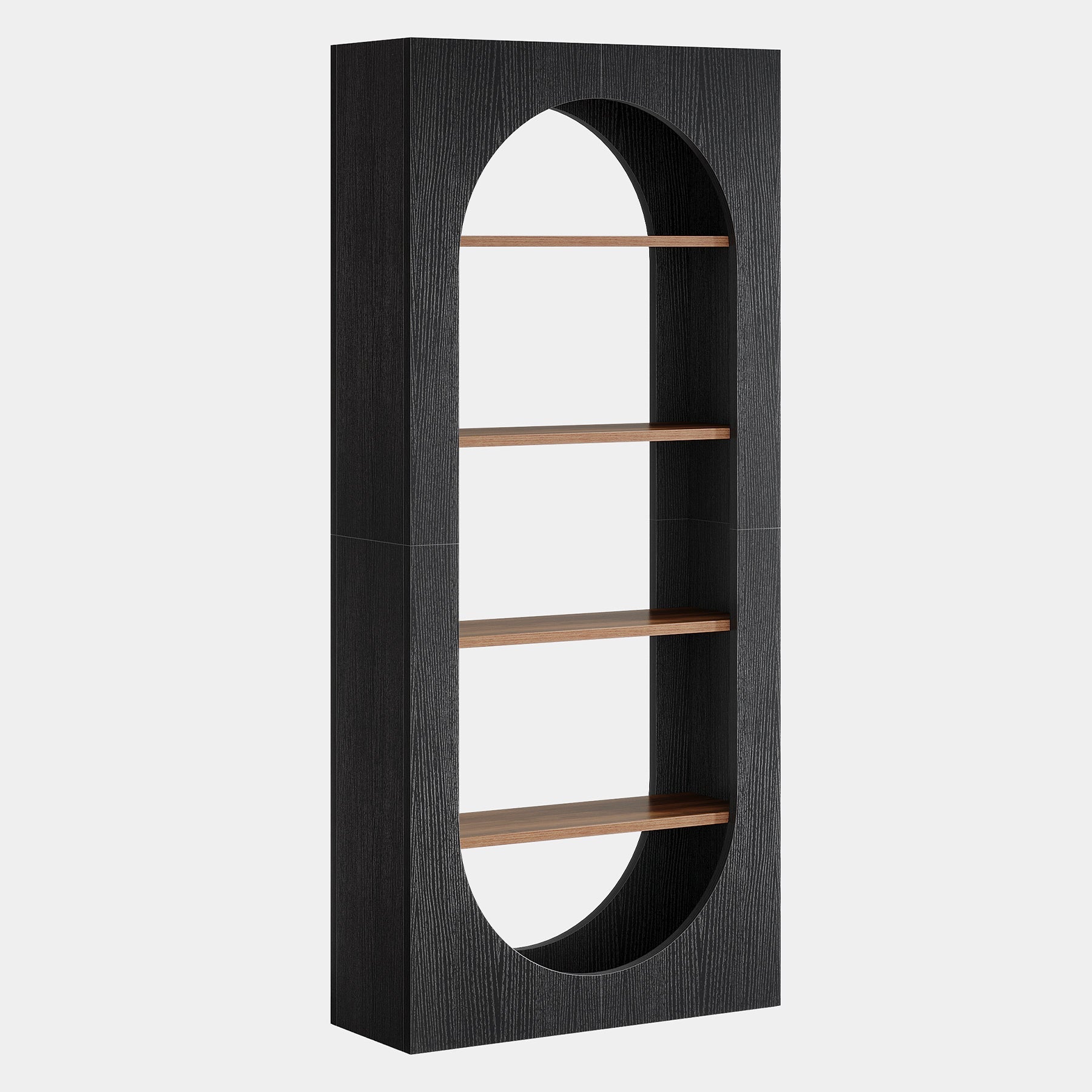 70.8" Bookcase, 5-Tier Arched Bookshelf Etagere Storage Organizer