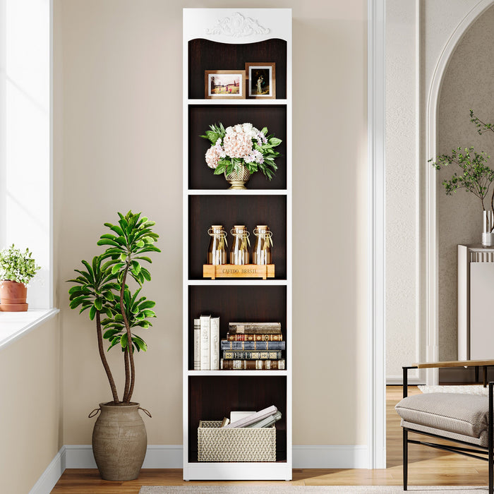 70.8" Bookcase, Wood Display Rack with 5-Tier Storage Shelves Tribesigns
