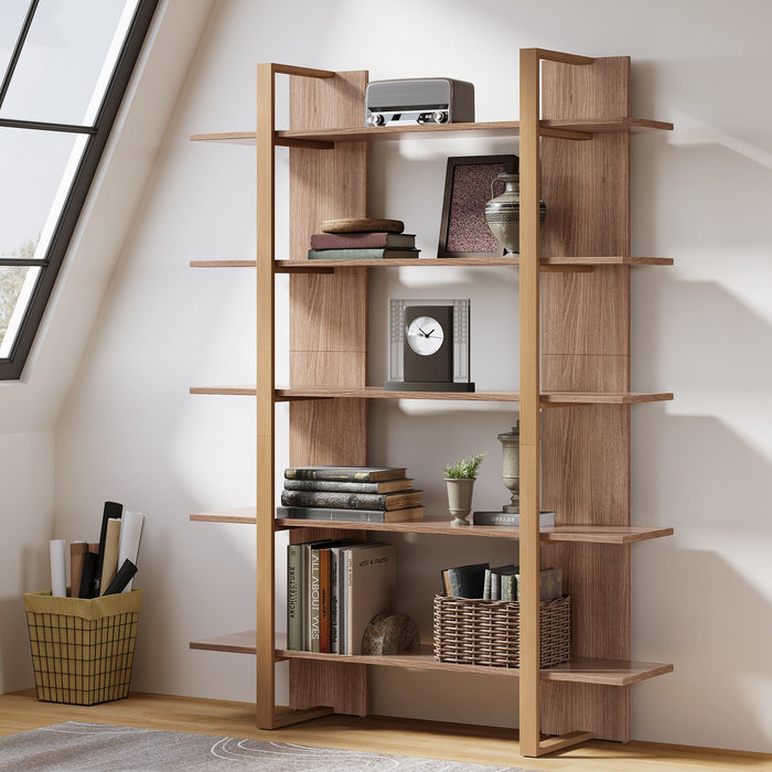 70.8" Bookshelf, 5 - Tier Etagere Bookcase Display Shelf Tribesigns