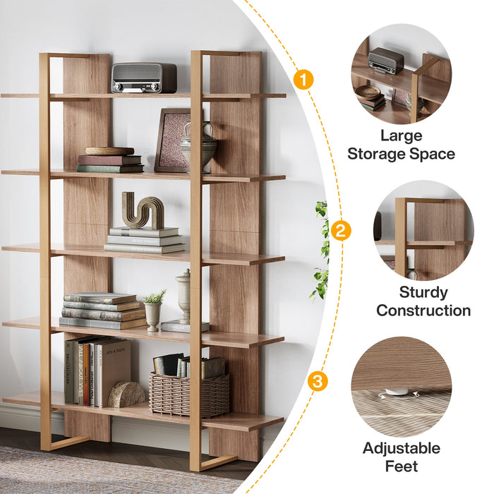 70.8" Bookshelf, 5 - Tier Etagere Bookcase Display Shelf Tribesigns