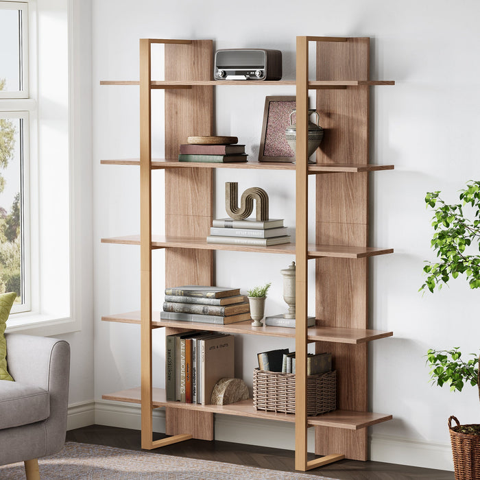 70.8" Bookshelf, 5 - Tier Etagere Bookcase Display Shelf Tribesigns