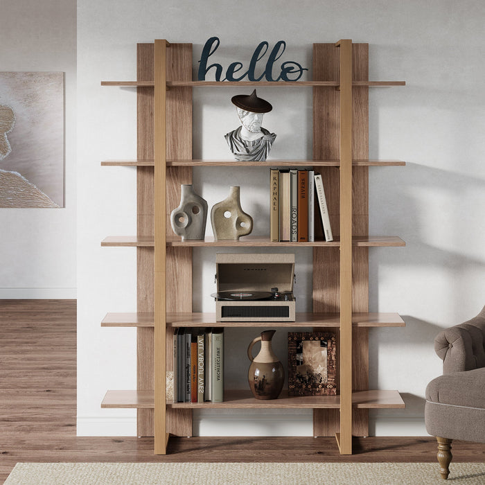 70.8" Bookshelf, 5 - Tier Etagere Bookcase Display Shelf Tribesigns