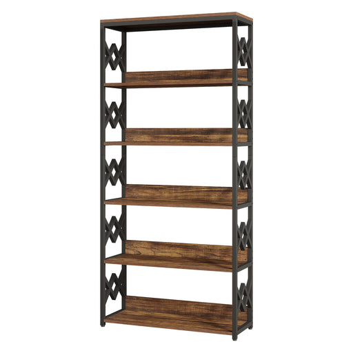 70.8" Bookshelf, 6 - Tier Vintage Bookcase Display Rack with Open Shelves Tribesigns