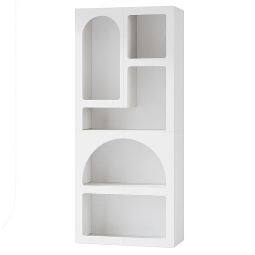 70.8" Bookshelf, Geometric Bookcase Display Shelf with 5 Irregular Storage Shelves Tribesigns