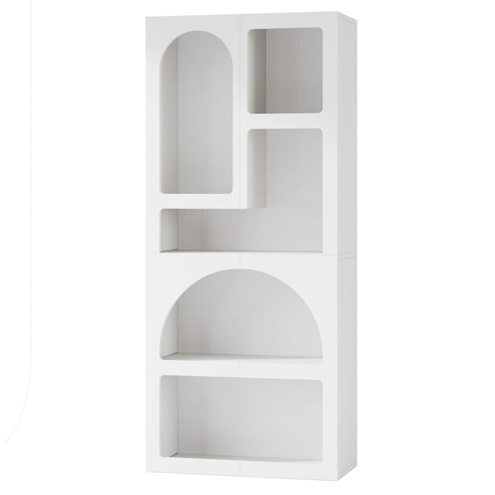 70.8" Bookshelf, Geometric Bookcase Display Shelf with 5 Irregular Storage Shelves Tribesigns