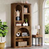 70.8" Bookshelf, Geometric Bookcase Display Shelf with 5 Irregular Storage Shelves Tribesigns 3