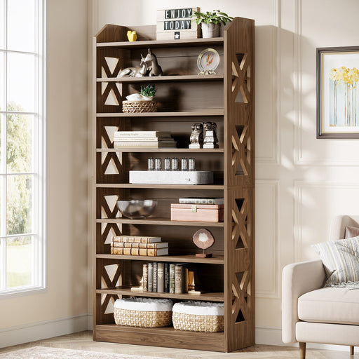 70.8" Bookshelf, Wooden 9 - tier Bookcase Etagere Display Shelf Tribesigns