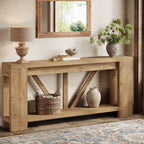70.8" Console Table, 2 - Tier Long Sofa Table Hallway Table Tribesigns