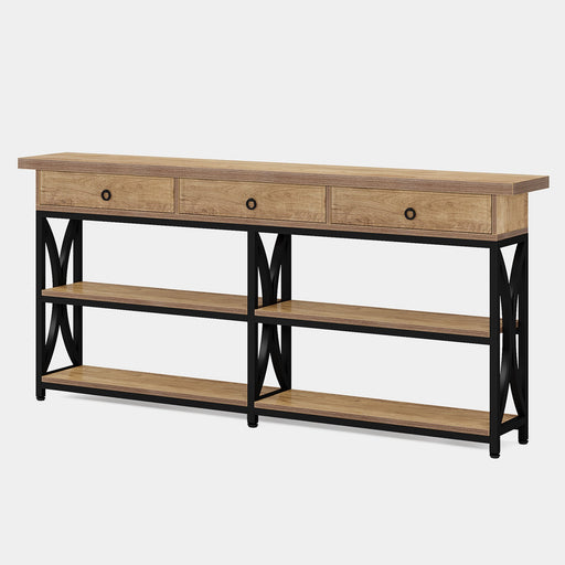 70.8" Console Table, Long Sofa Table with 4 - Tier Storage Shelf Tribesigns