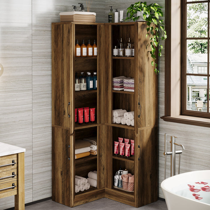 70.8" Corner Cabinet, Farmhouse Storage Cabinet with Doors Tribesigns