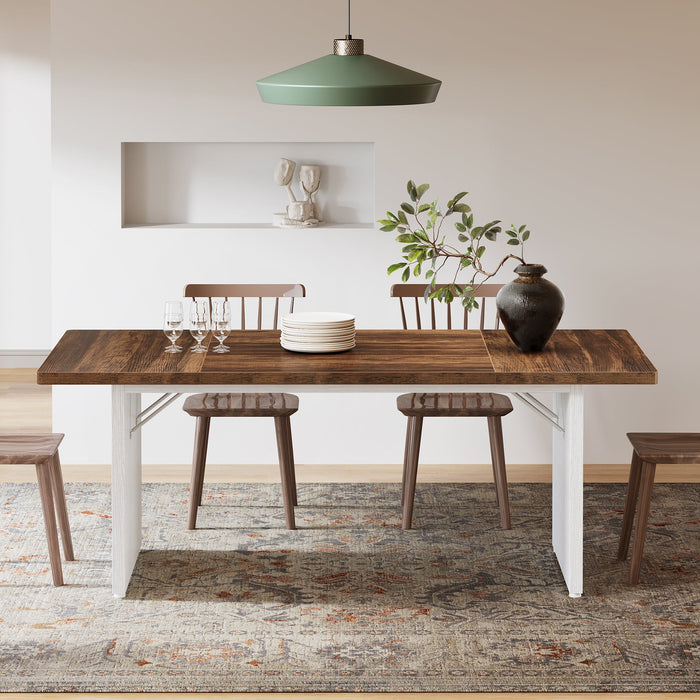 70.8" Dining Table, Farmhouse Wood Kitchen Table For 6 Tribesigns