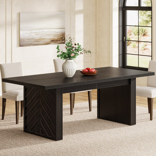 70.8" Dining Table, Modern Kitchen Dinner Table with Double Pedestal for 6 - 8 Tribesigns