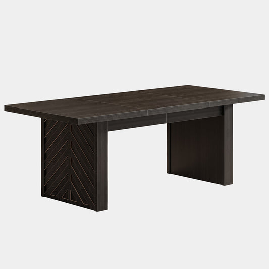 70.8" Dining Table, Modern Kitchen Dinner Table with Double Pedestal for 6 - 8 Tribesigns