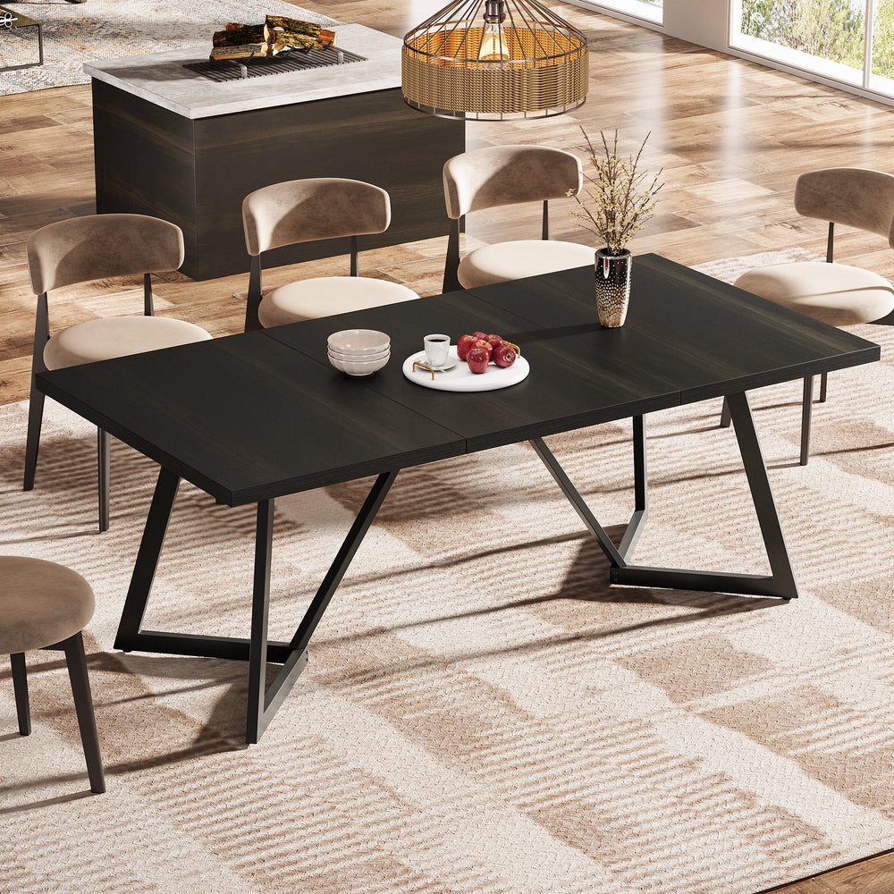 70.8" Black Rectangular Dining Table, Modern Dining Table for 6-Tribesigns