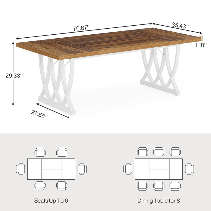 70.8" Dining Table, Wood Kitchen Table Dinner Table for 6 - 8 People Tribesigns