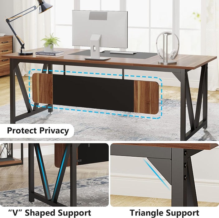 70.8" Executive Desk, Modern Large Computer Desk Study Writing Desk Tribesigns