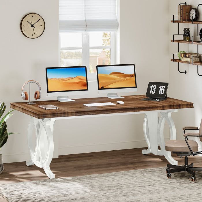 70.8" Executive Desk, Wood Computer Office Desk Writing Table Tribesigns