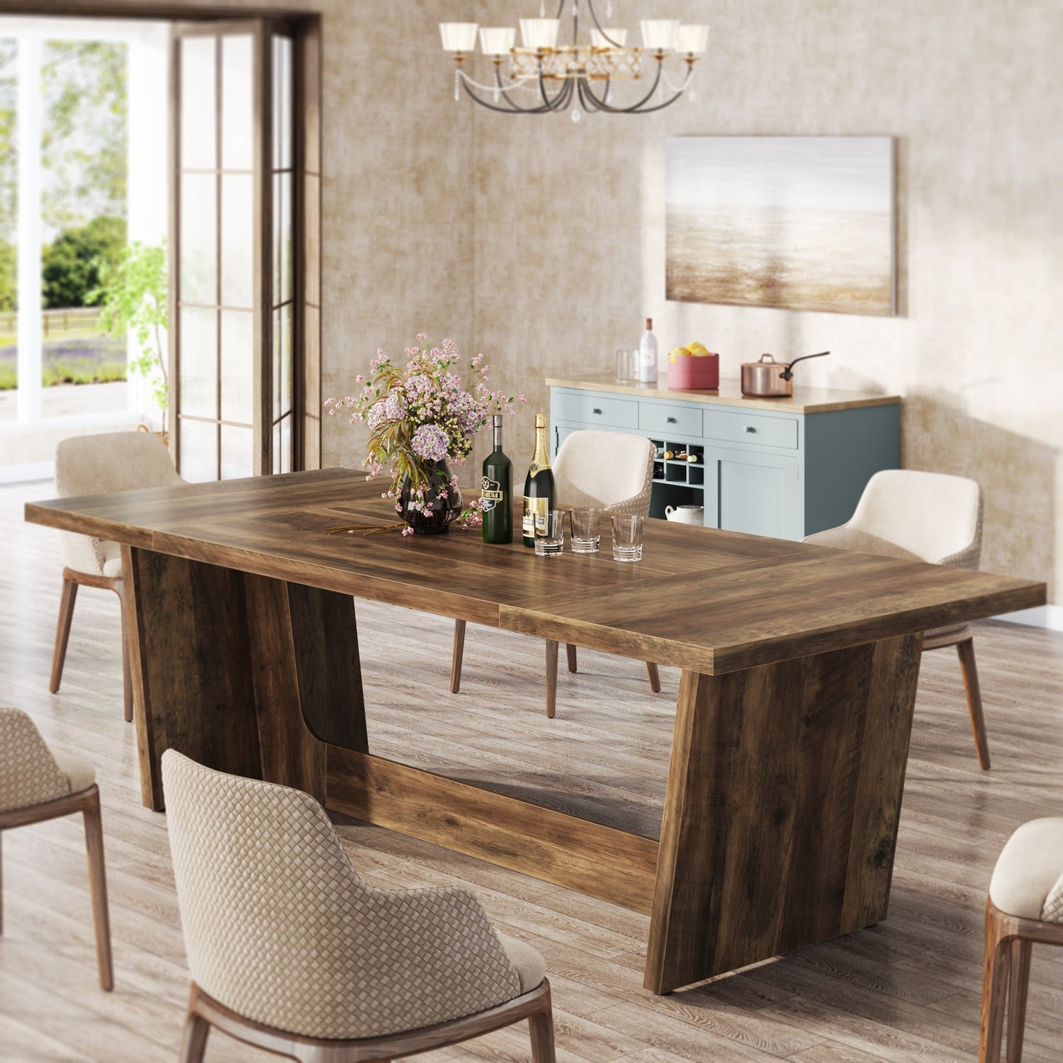 Tribesigns 70.8-Inch Dining Table Wood Farmhouse Kitchen Table for 4-6 ...