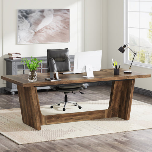 70.8-Inch Executive Desk, Wood Study Computer Desk Writing Table Tribesigns