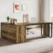 70.8" L - shaped Desk, Farmhouse Executive Desk with File Cabinet Tribesigns