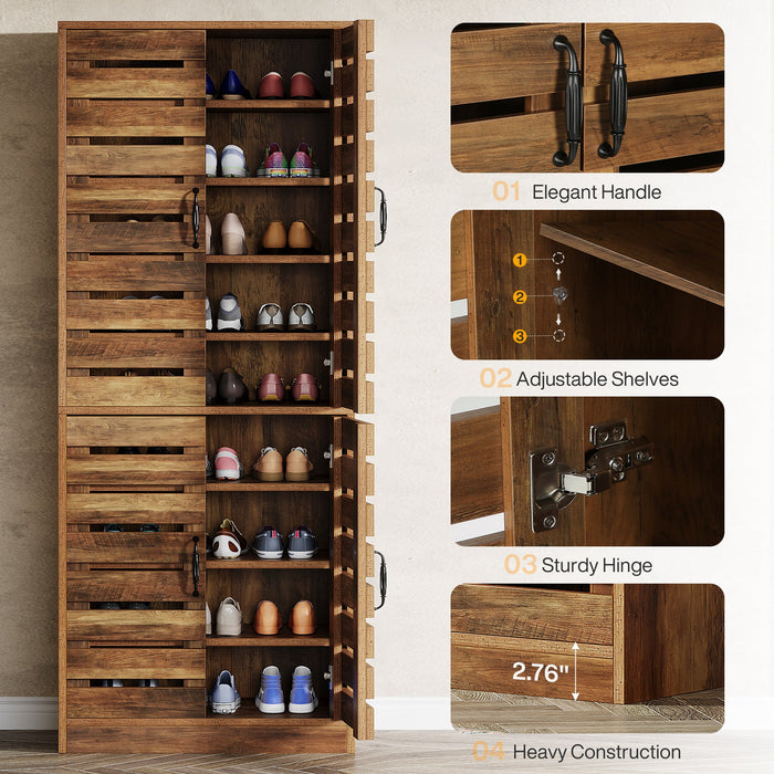 70.8" Shoe Cabinet, 9 - Tier Vertical Shoe Rack with Shutter Doors Tribesigns