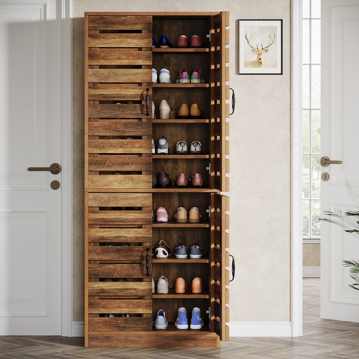 70.8" Shoe Cabinet, 9 - Tier Vertical Shoe Rack with Shutter Doors Tribesigns