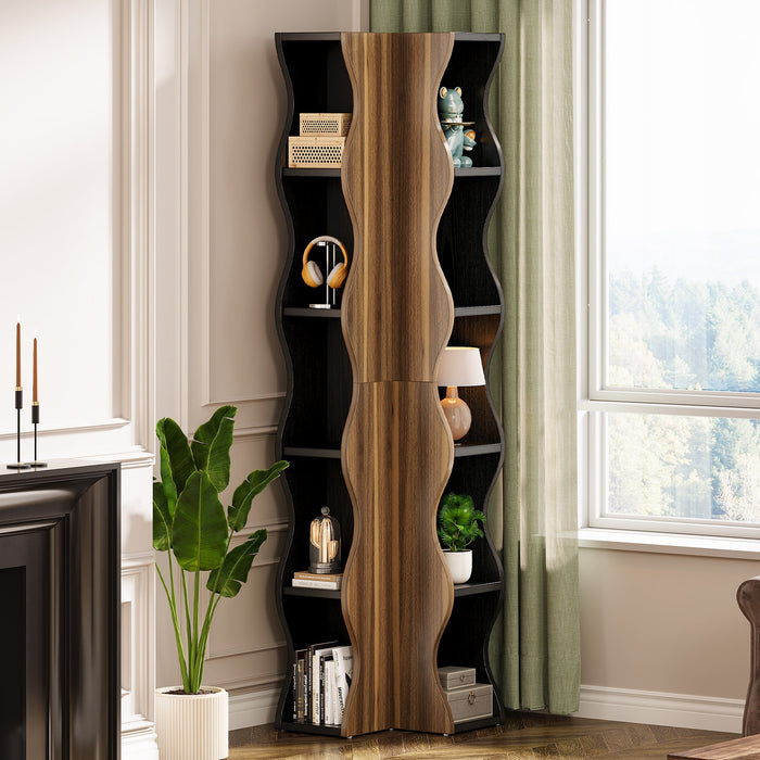 70.8" Tall Corner Shelf, 6 - Tier Bookshelf Display Shelves Storage Organizer Tribesigns