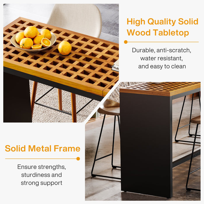 70.8" Tall Dining Table, Wood Counter Height Bar Table with Footrest Tribesigns