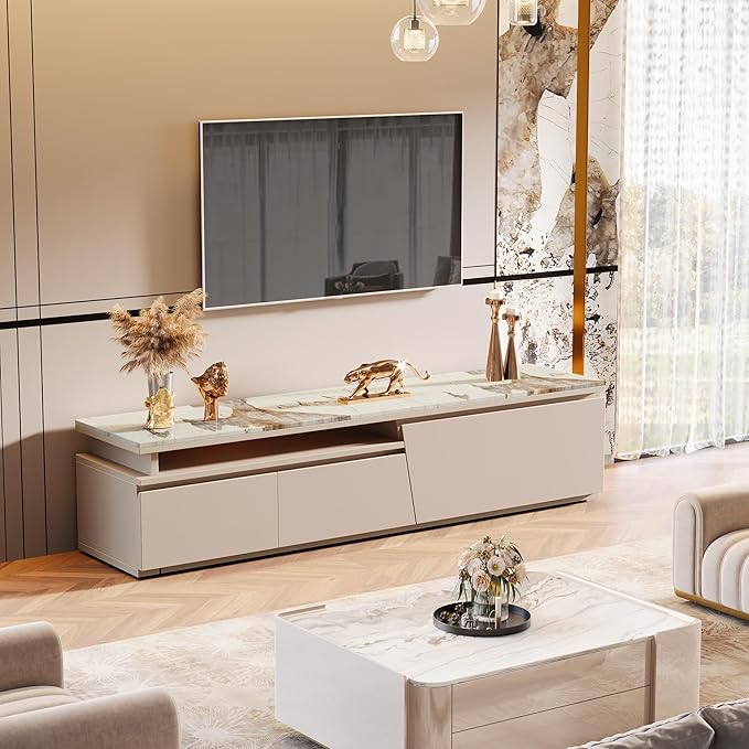 70.8" TV Stand, Modern Entertainment Center with 3 Drawers Storage Tribesigns