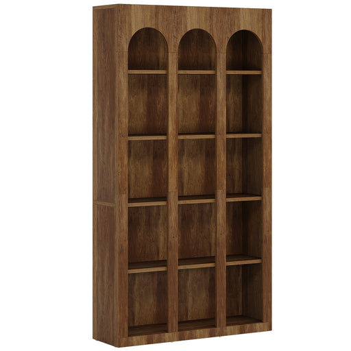 70.8" Wood Bookshelf, 5 - Tier Rustic Bookcase Display Storage Shelving Unit Tribesigns