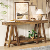 70.87" Console Table, 2 - Tier Farmhouse Entryway Table Behind Sofa Tribesigns 3