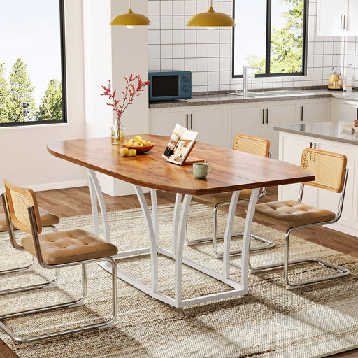 70.87" Oval Dining Table Kitchen Table with Metal Legs Tribesigns