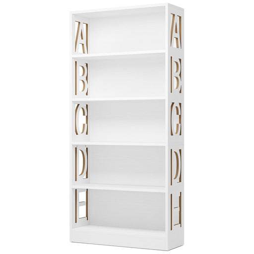 70.9" Bookshelf, Modern Bookcase Display Shelf with Creative Hollow Alphabet Tribesigns