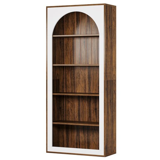 70.9" Bookshelves, 5-Tier Wood Bookcases with Storage Shelves Display Shelving Tribesigns
