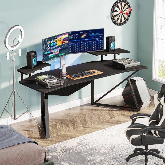 70.9" Computer Desk Study Table Gaming Desk with Monitor Stand Tribesigns