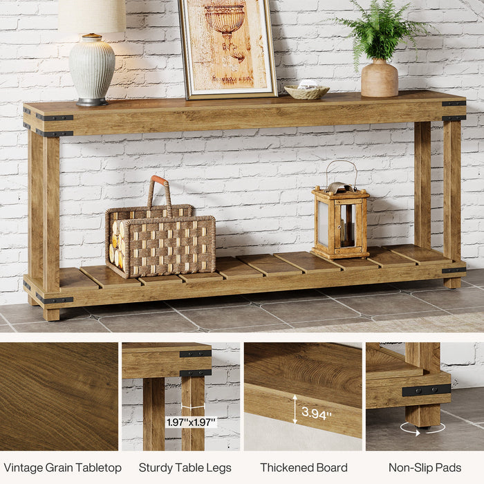 70.9" Console Table, 2 - Tier Entryway Table Sofa Table with Storage Shelves Tribesigns