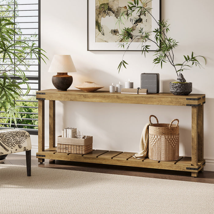 70.9" Console Table, 2 - Tier Entryway Table Sofa Table with Storage Shelves Tribesigns